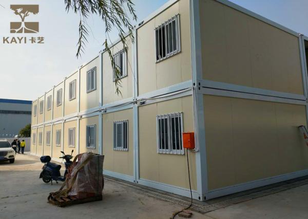 Two Stories Living Container House , Yellow Cargo Container Office With Internal