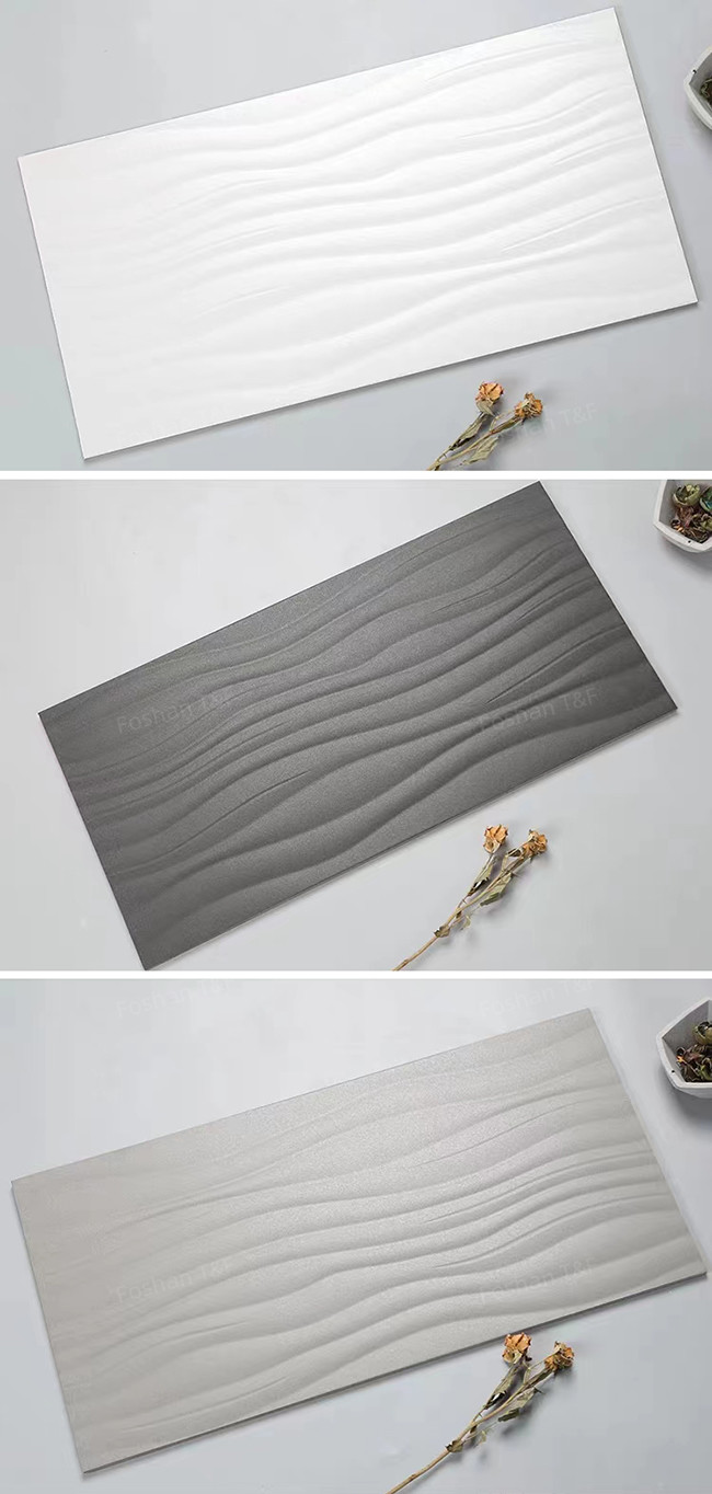 Villa Terrace Bathroom Toilet Balcony Porcelain Tiles 300x600mm Wave Model Matte Glazed Suface Full Body