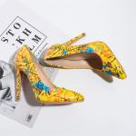 BS159 Women'S Shoes Fashion High Heels Shallow Mouth Pointed Candy Color Thin