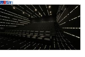 China Furniture 3-Seat Push Back Reclining Black LeatherSoft Theater Seating Unit With Cup Holders factory