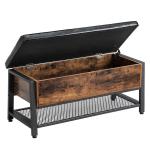 Faux Leather Storage Bench, Shoe Bench with Cushion, Industrial Shoe Rack,