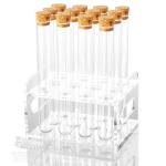Science 12Pcs 25x200mm(80ml) Glass Test Tubes With Cork Stoppers|1 Rack Of