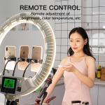 LCD Screen 22 Inch Ring Light Remote Control Bi Color 100w Selfie Video Lighting