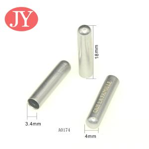 China jiayang matte silver color 4.0mm cord laser logo metal tipping for pant lace cord aglets tipping factory