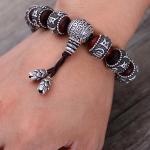 Women and Men Sterling Silver Wrap Sandalwood Bead Strand Bracelet Couples