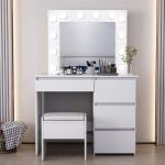 Furniture Makeup Vanity With Mirror , White Dressing Cosmetic Table