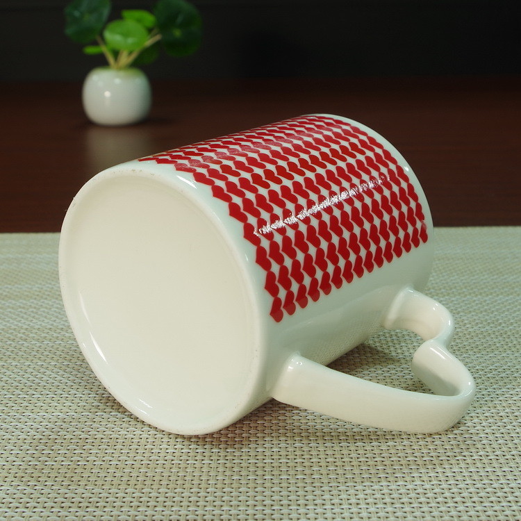 I Love You heat sensitive color changing mugs heart shape handle