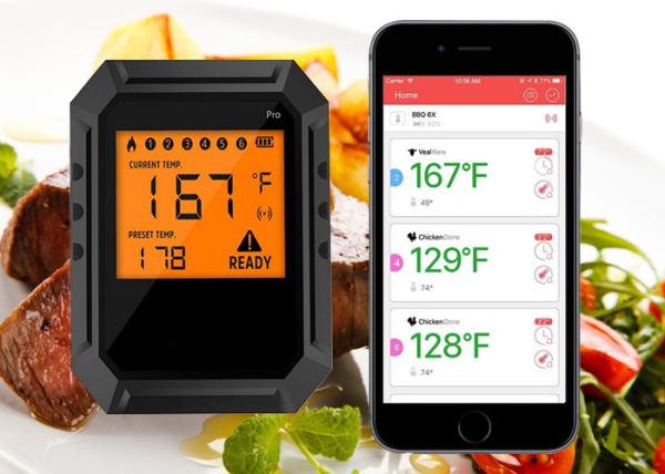 Digital Food Wireless Bluetooth BBQ Thermometer For Grill Oven Stainless Steel