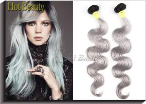 China Silver Grey 100 Virgin Brazilian Hair Bundles , Grade Deep Wave Human Hair 6a Weft factory
