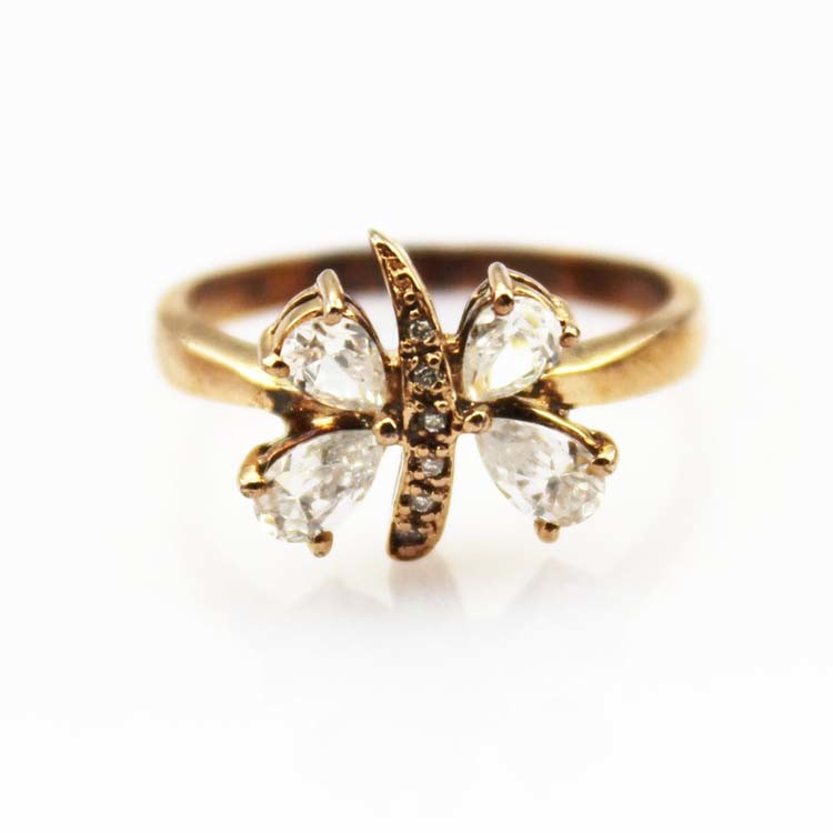 Designer Jewelry Rose Gold Plated 925 Silver Cubic Zircon Butterfly Ring(R0018)
