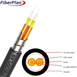 China 7.0mm Duplex Armored Aramid Yarn Strengthen Indoor Fiber Optic Cable factory