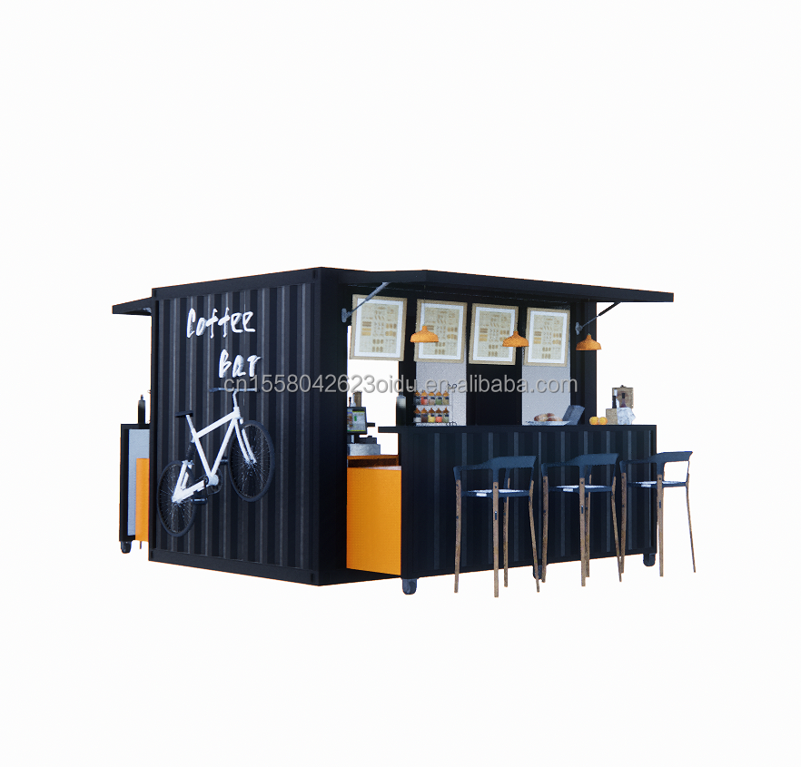 Fast Food Mini Pop-up Shop Cafe Shops Mobile Container Coffee Bar Houses with Modern Design Style and Aluminum Alloy Windows