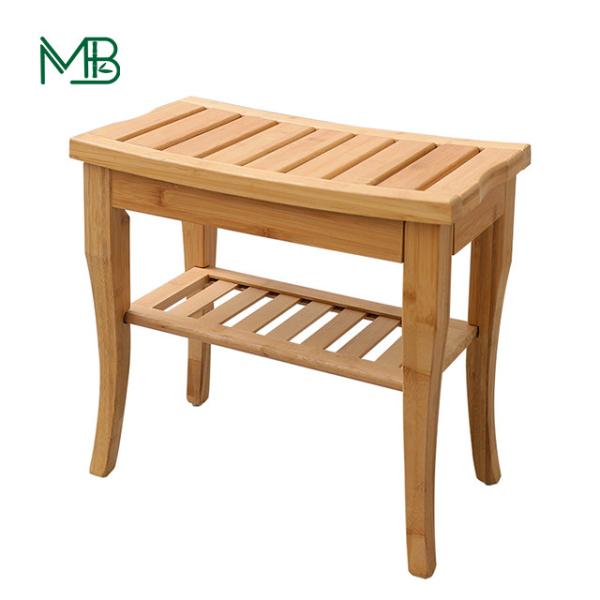 China Bamboo Shower Bench Chair with Storage Shelf factory