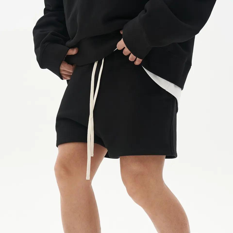 Summer Drawstring Shorts Men Custom Brand Street Swear Running Thick French Terry Cotton Casual Short