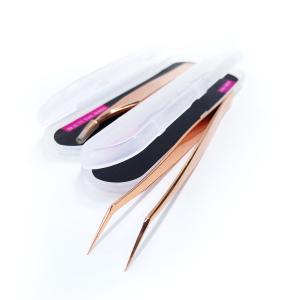 China High Precision Eyelash Extension Tweezers Gold Color With Private Label factory