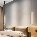 Modern Linear Black Gold Pendant Light Villa Duplex Living Room Bedroom Dining