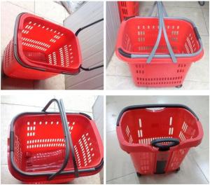 China Stackable Plastic Shopping Basket With Wheels For Grocery / Supermarket factory