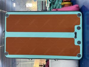 China 3×1.8x0.15m Mint Green Non-slip Stable Inflatable Floating Fishing Platform Water Jet Ski Dock Platform factory