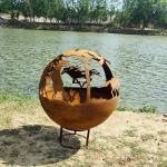 600mm Round Corten Steel Outdoor Fire Pit ball fire sphere For Wood Burning