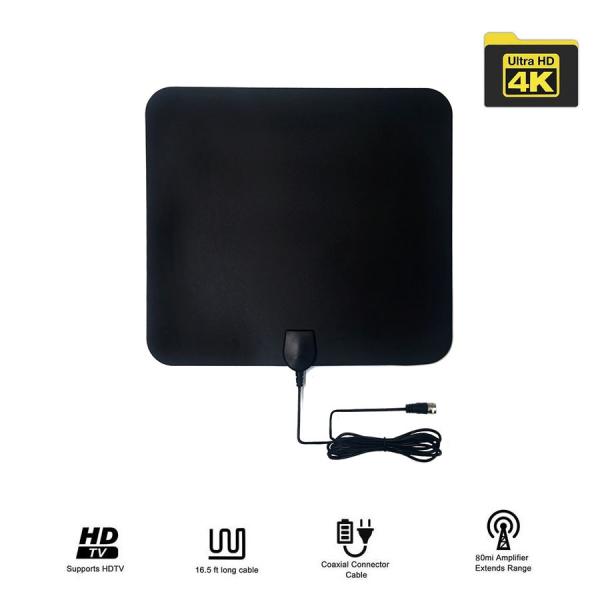 VHF174-230 / UHF470-860 Frequency Range Digital Indoor TV Antenna Amplified for