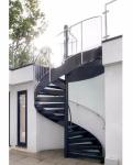 Used Metal External Outdoor Spiral Staircases Solid Wood / Laminated Tempered