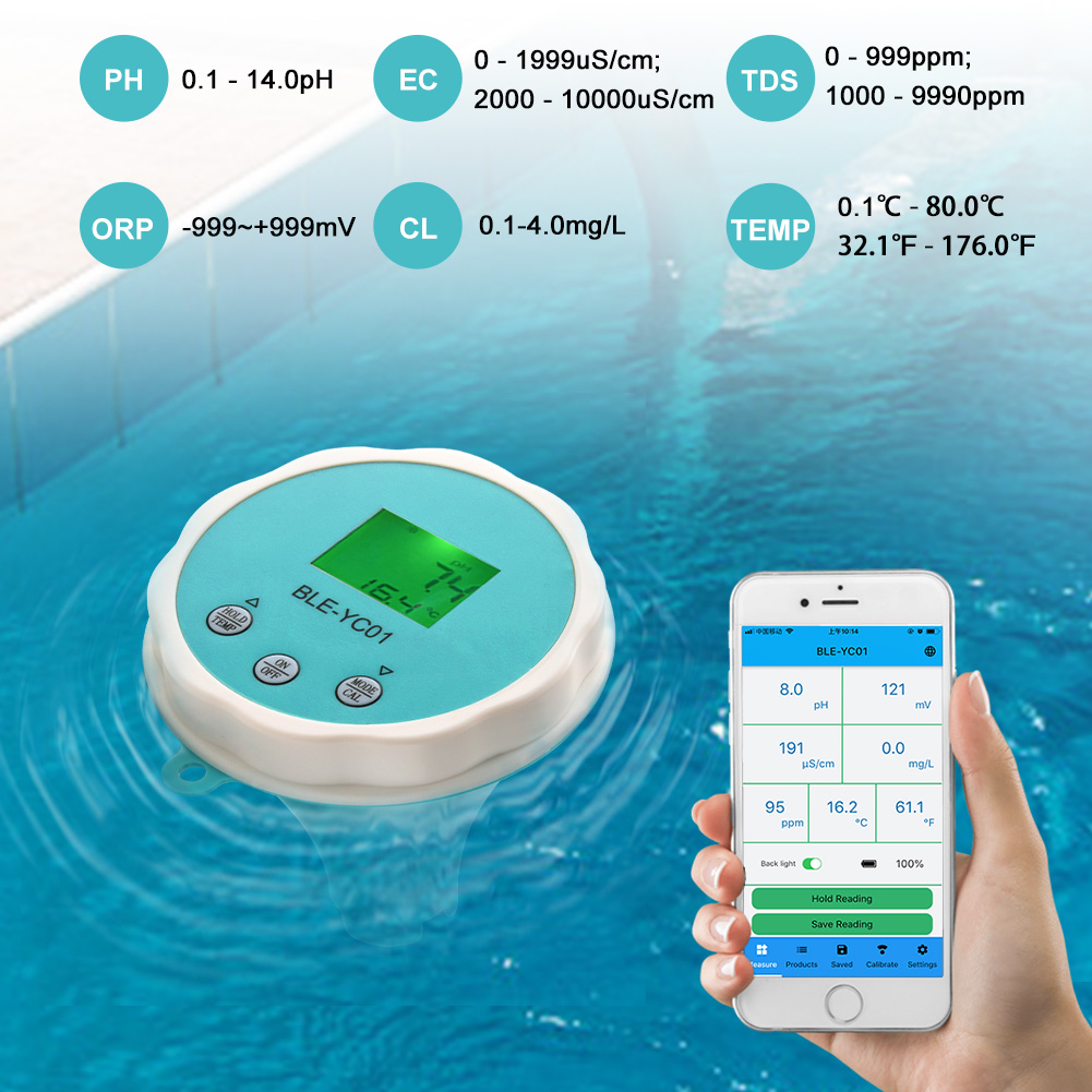 Swimming pool water quality detector ph residual chlorine tester meter