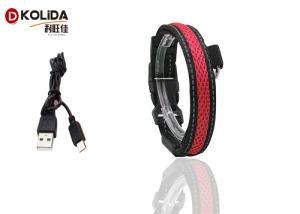 China Adjustable S / M / L LED Nylon Dog Collar , USB Light Up Dog Collar Rechargeable factory