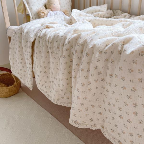 Super Soft Breathable Floral Muslin Baby Crib Comforter Blanket And Quilt Cotton