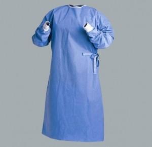 China Anti Bacterial Blue Sterile Surgical Gowns , Cloth Surgical Gowns With 4 Waist Belts factory
