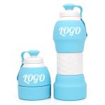 580ML Collapsible Silicone Water Bottle , Sports Compressible Water Bottle