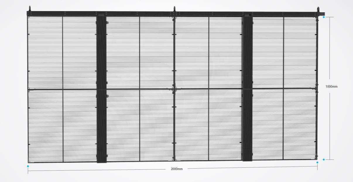 Full color 2.6-5.2mm Clear Led Display 1/8 Scan Curtain Led See Through Screen
