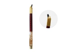 China Gold Foil Manual Tattoo Eyebrow Microblading Pens With Lock Pin Tech factory