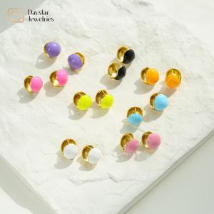 China Summer Jewelry Enamel Round Ball Hoop Earrings 18k Gold Plated For Women factory