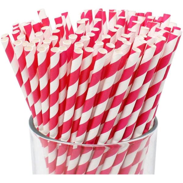 China Good Striped 8.25" Bamboo Disposable Paper Straws factory