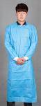 Surgical gown with knitted cuff,velcro on the back neck,four waist belts,with