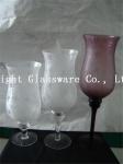 Color tall glass candle holder, Hurricane glass for decoration