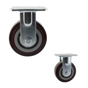 China Red 230kg PU Fixed Plate 125mm Heavy Duty Casters factory