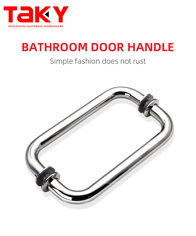 304 Stainless Steel Satin Gold Round Back to Back Pull Glass Door Handle for Hotel Spa