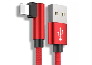 China Braided Smart Phone Cable USB 2.0 Universal 8 Pins Connector 90 Degree Angle factory
