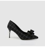 ZM035 9871-2 Plaid New Pointed Bowknot Diamond Ladies High-Heeled Shoes