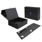 Customized Logo Design Black Rigid Flat Cardboard Magnetic Folding Cajas Regalo