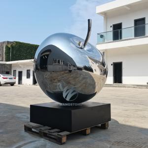 China Weather-Resistant Stainless Steel Mirror Apple Sculpture Outdoor Garden Art Modern Patio Decor factory