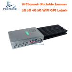 7.4V 20m Cell Phone Signal Disruptor 18 Antennas 4G 5G GPS 18w
