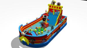 China Pirate Ship Big Inflatable Slide Bouncer Blue Red Yellow color factory