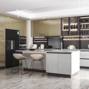 China Luxury Painted Laminate Melamine Kitchen Cabinets For Builders factory