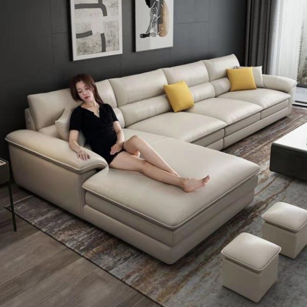En's Fun Small Apartment Nordic Style Modern Simple Living Room L-Shaped Leather