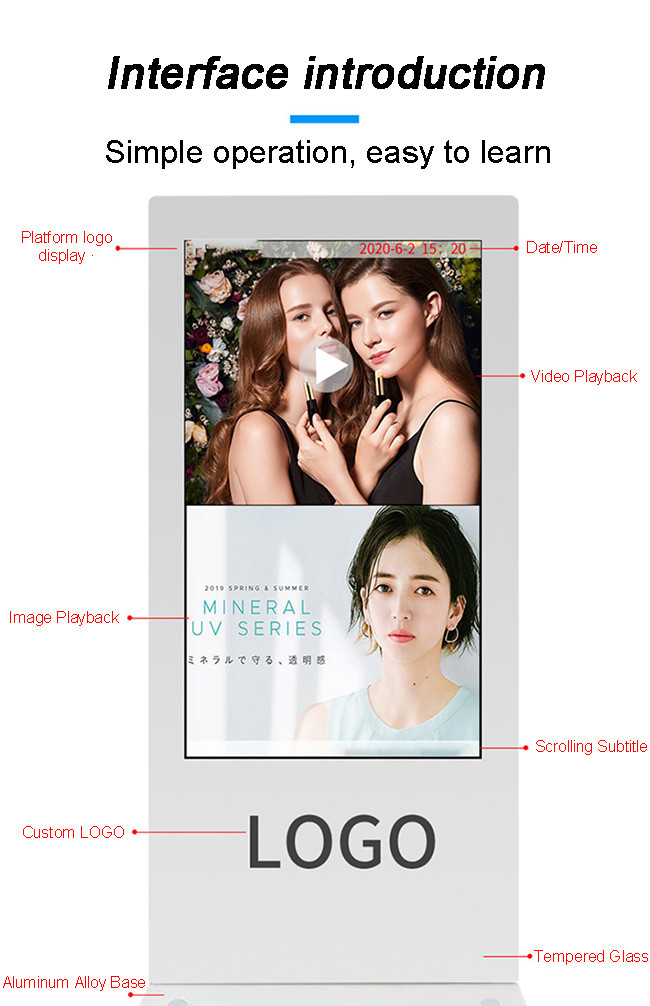 Outdoor Advertising Display Digital Signages Player Media 4K Android 2500 3000nits Monitor Totem