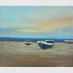 Modern Decorative Boats Oil Painting Ship On The Beach Acrylic And Oil Painting
