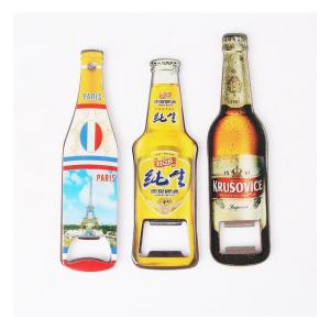 China Custom Cheap Promotion Gift Beer Brand Bottle Shape Beer Bottle Opener Fridge Magnet, Print Logo with Epoxy factory