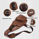 Usb Rechargeable Chest Bags PU Men's Casual Waterproof Multifunctional Chest Bag